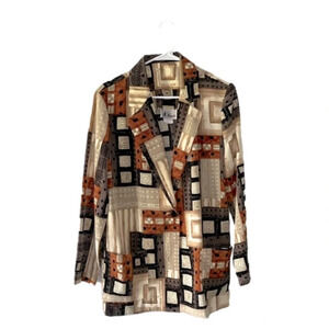 N Touch geometric‎ blazer lightweight size 10 fall jacket pockets front button